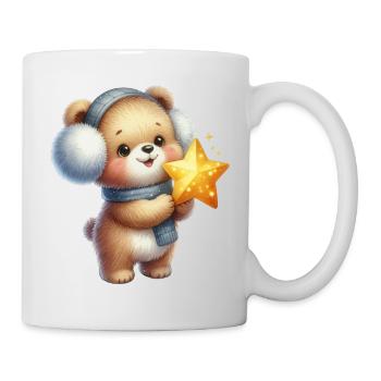 Gemütlicher Bär mit Star Wish - Tasse - Weiß - Rechts