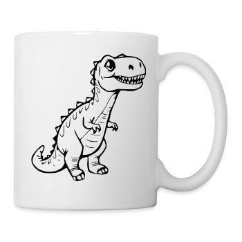 Dinosaurier schwarz - Tasse - Weiß - Rechts