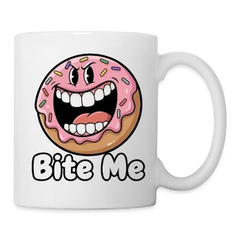 Beiß mich Donut Cartoon - Tasse - Weiß - Rechts