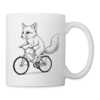 Sketch cycliste Fox à vélo - Mug blanc - blanc - Droite