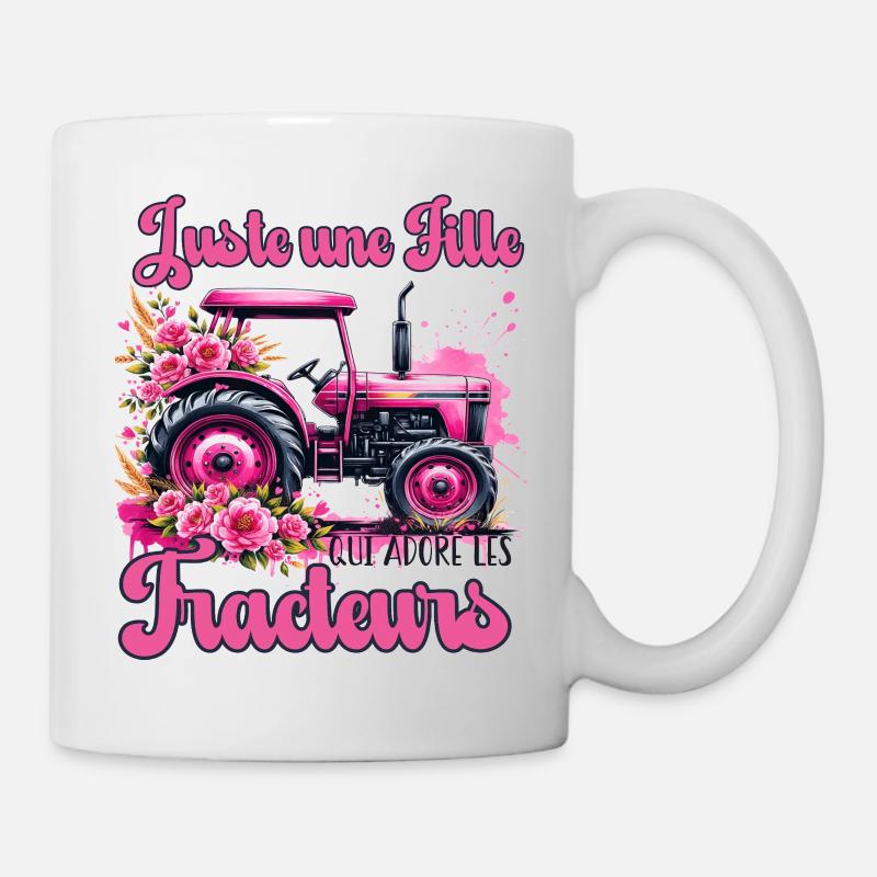 Nur ein Mädchen, das Traktorenhumor liebt - Tasse - Weiß
