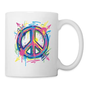 Peace Graffiti Street Art Motiv - Tasse - Weiß - Rechts