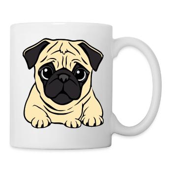 Mops Hunde T-shirt Geschenk Weihnachten - Tasse - Weiß - Rechts