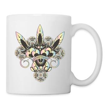 Pastell-Mehndi Ornament mit feinen floralen Muster - Tasse - Weiß - Rechts