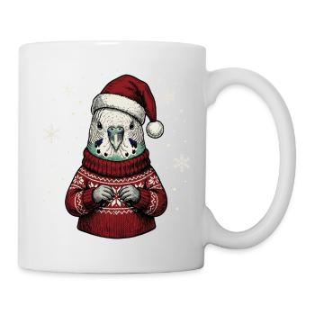 Pyjama de Noël Perruche Perruche avec le Chapeau de Noël - Mug blanc - blanc - Droite