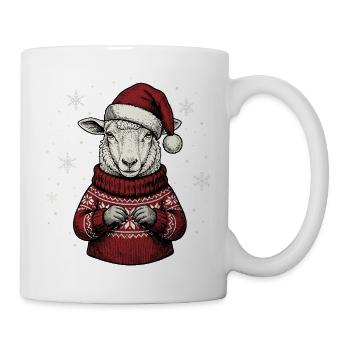 Cadeau de Noël de moutons avec le chapeau de Père Noël - Mug blanc - blanc - Droite