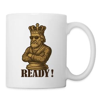 Roi des échecs PRÊT dans un look vintage - Mug blanc - blanc - Droite