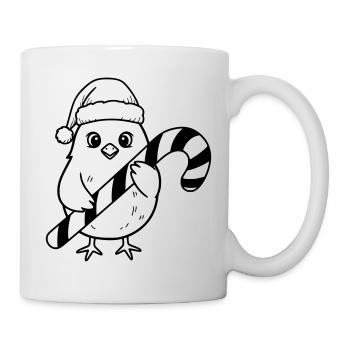 Cute Christmas Bird with Candy Cane Illustration - Mug - white - Right