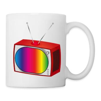 Retro TV with colorful screen in nostalgic look - Mug - white - Right
