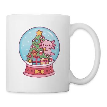 Cute Axolotl And Christmas Tree Snow Globe Funny  - Mug - white - Right