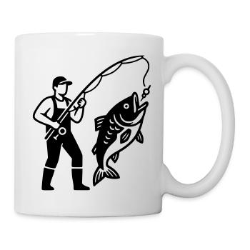 Angler in Boat Logo Minimalist - Mug - white - Right