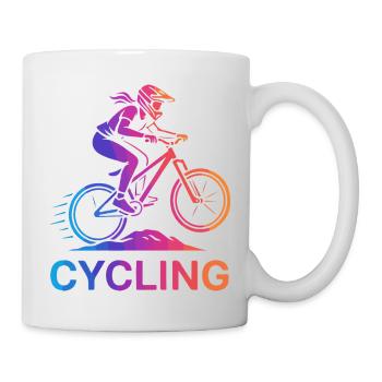 Girl Women Cyclist on Mountain Bike - Mug - white - Right