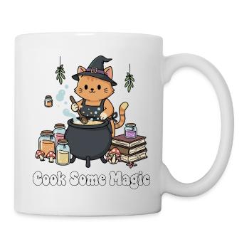 Cat wizard at the cauldron - Mug - white - Right