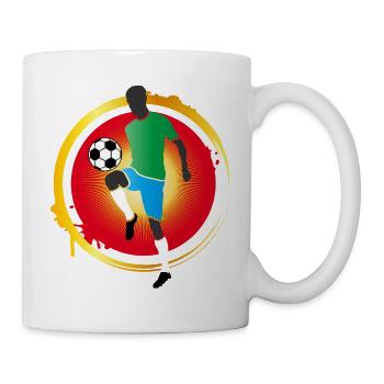 Farbenfroher Fußballspieler mit Ball - Tasse - Weiß - Rechts