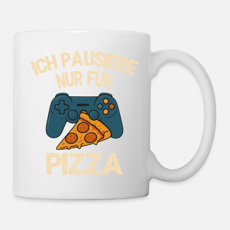 I'm only pausing for pizza - gamer motif - Mug - white
