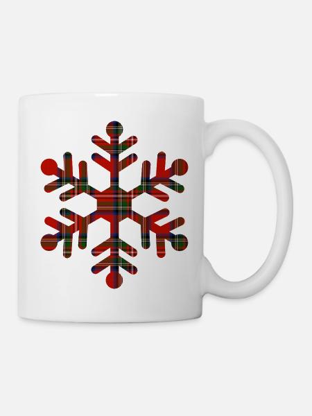 Flocon tartan rouge - Mug blanc - blanc