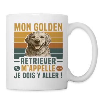 Hundehumor Mein Golden Retriever nennt mich Retro - Tasse - Weiß - Rechts