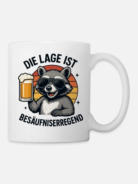 Raccoon Bierheld Sonnenbrille Waschbär bier - Tasse - Weiß