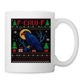 Lustige Krähen-Rabe Weihnachts-Strickkunst - Tasse - Weiß - Rechts