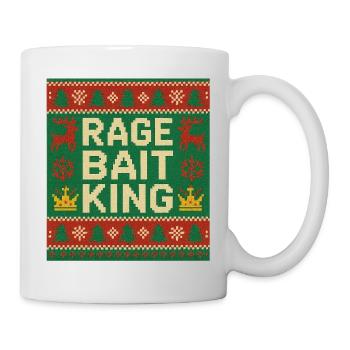 Rage Bait King Ugly Sweater Style, Funny Meme  - Mug - white - Right