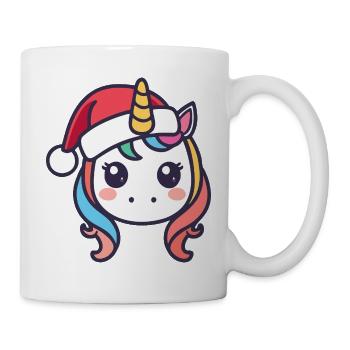 Christmas unicorn kawaii with hat - Mug - white - Right