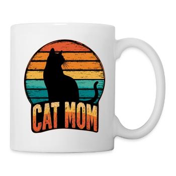 Cat Mom Vintage Sunset - Katze Katzen - Tasse - Weiß - Rechts