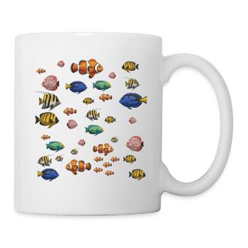 Motif sous-marin de poissons colorés - Mug blanc - blanc - Droite