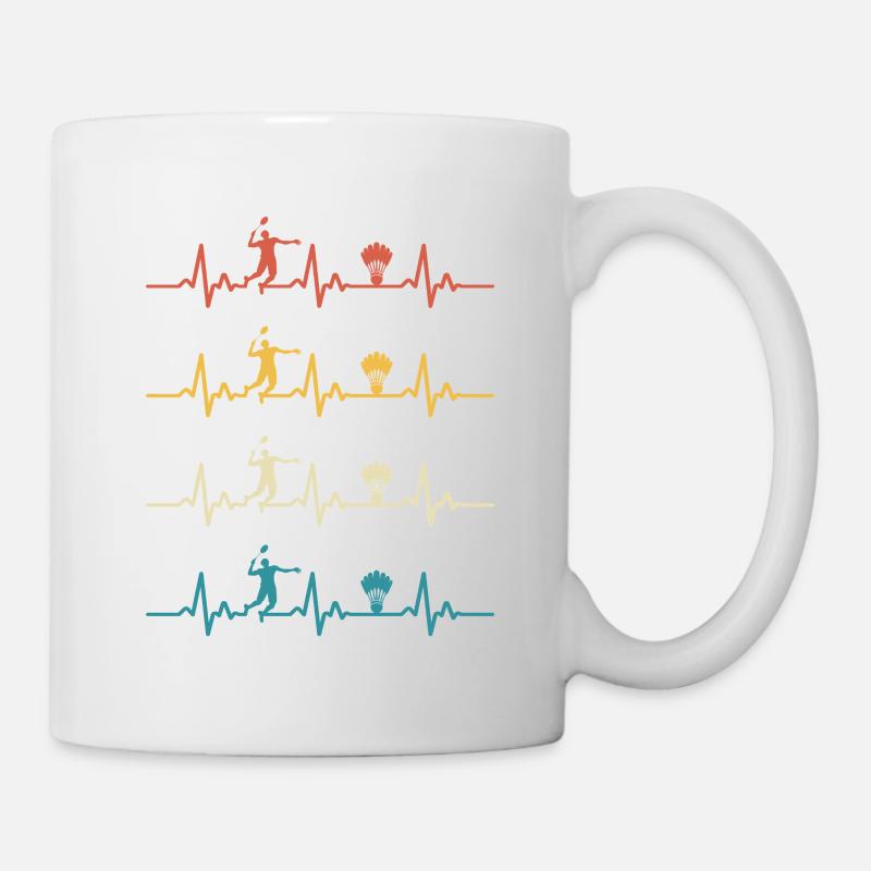 badminton heartbeat retro badminton  - Mug blanc - blanc