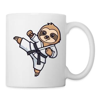 Cartoon Faultier Karate Martial Arts - Tasse - Weiß - Rechts