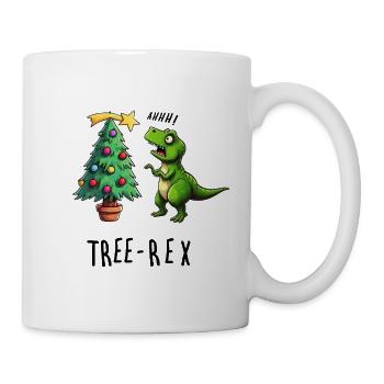 Dino trifft Weihnachtsbaum - Tasse - Weiß - Rechts