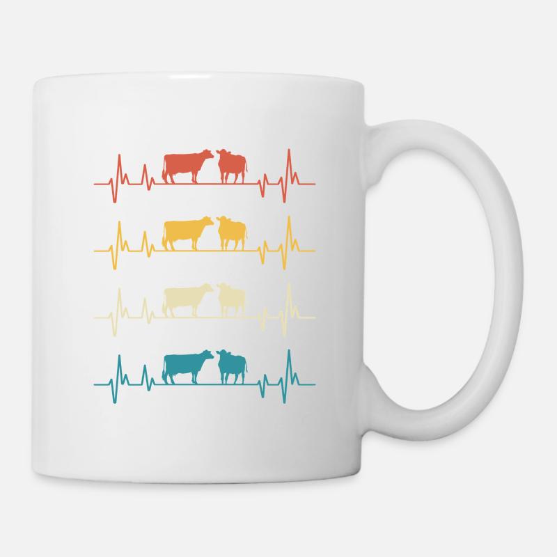 Retro Cows Herzschlag-Kuh-Geschenk - Tasse - Weiß