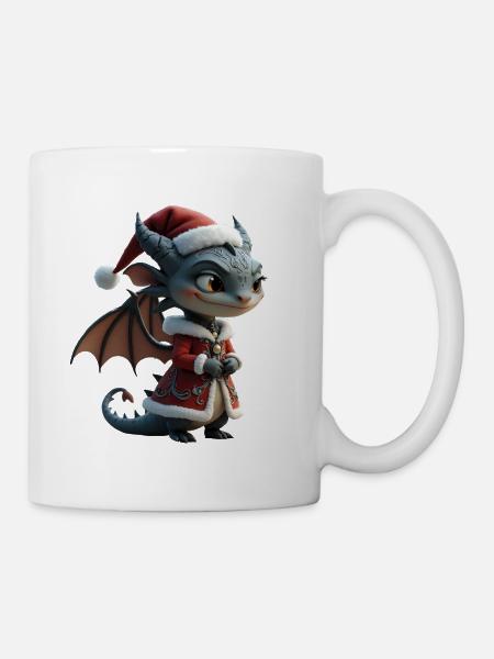 Eleganter Weihnachtsdrache - Tasse - Weiß