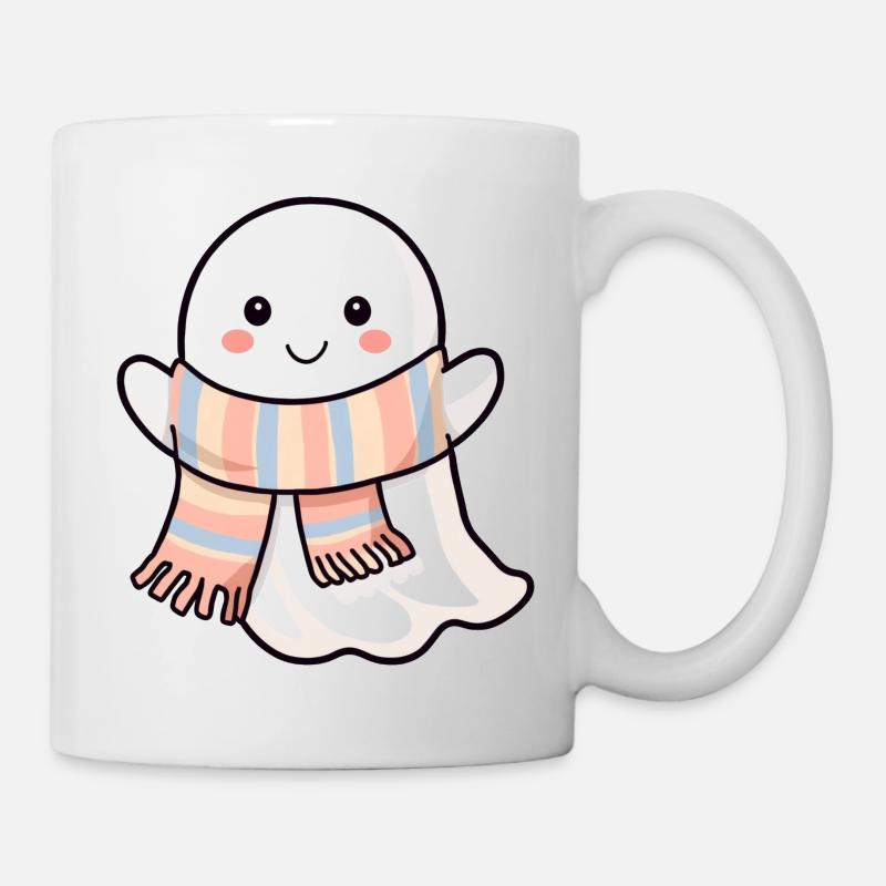 Sweet Ghost with Pastel Spring Scarf - Mug - white