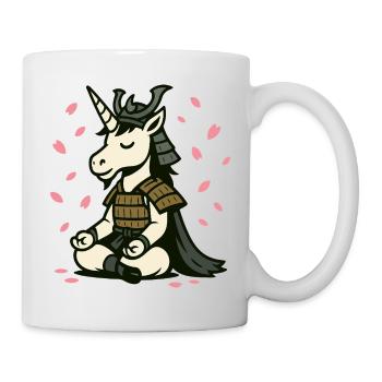 Meditating Samurai Unicorn with Cherry Blossoms - Mug - white - Right
