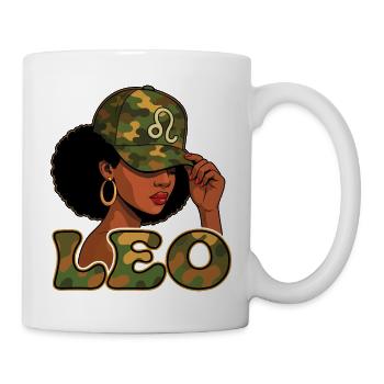 Leo Queen – Camo Afro Girl Royal Vibes - Mug blanc - blanc - Droite