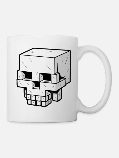 Skull im Block Style Pixel Look - Tasse - Weiß
