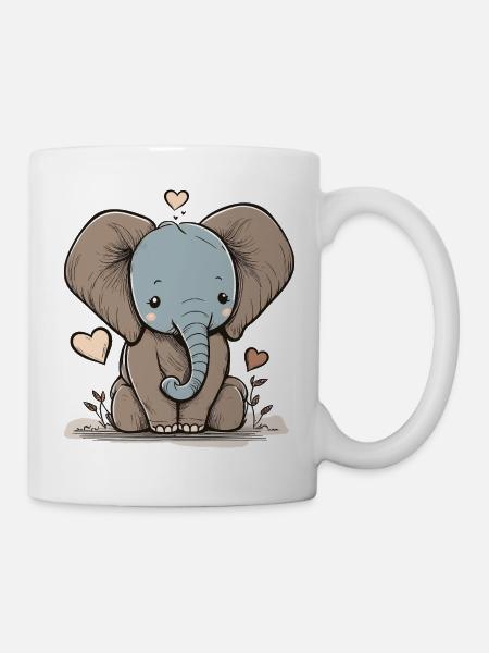 Kuschelefant mit Herz - Tasse - Weiß