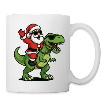 Christmas T Rex with Santa Swag - Mug - white - Right