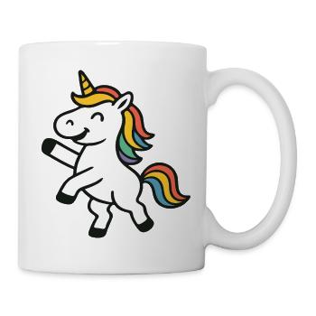 Happy Jumping Unicorn with Colorful Mane Art - Mug - white - Right
