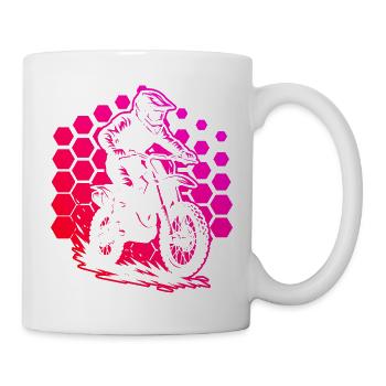 Motorradrennfahrer im Hexmuster - Tasse - Weiß - Rechts