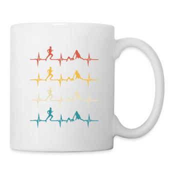 Trail running retro heartbeat jogging mountain run - Mug blanc - blanc - Droite