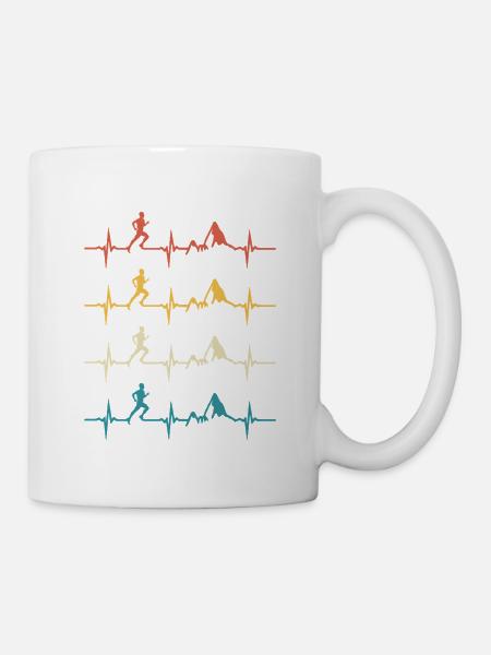 Trail running retro heartbeat jogging mountain run - Mug blanc - blanc
