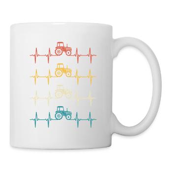 Retro Traktor Herzschlag-Bauer - Tasse - Weiß - Rechts