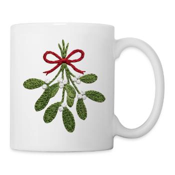 Embroidered mistletoe – romantic Christmas (printed) - Mug - white - Right