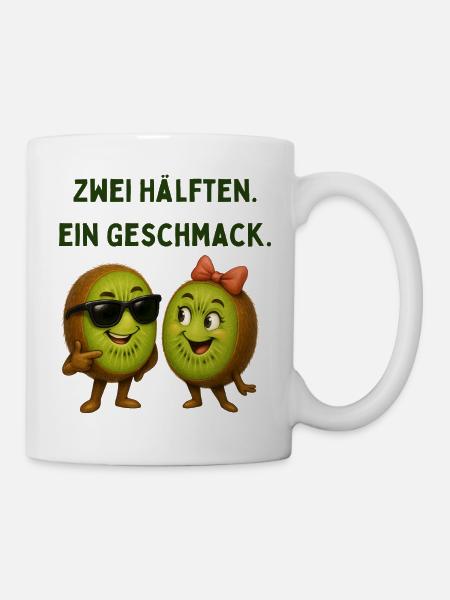 Zwei Hälften Ein Geschmack Kiwi - Tasse - Weiß
