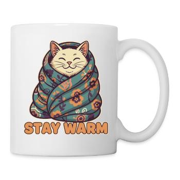 Cat Coat Stay Warm Floral Pattern - Mug - white - Right