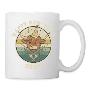 Highland Cow New Year's Eve 2026 Funny Party Hat - Mug - white - Right