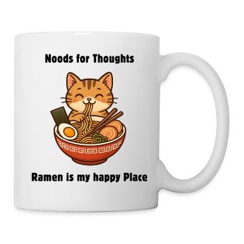 Chat ramen mignon – T-shirt chat nouilles rigolo - Mug blanc - blanc - Droite