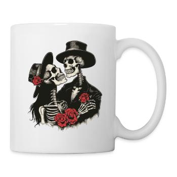 Gothic Skeleton Couple mit Rosen - Tasse - Weiß - Rechts