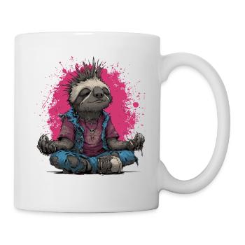 Punk Faultier Meditation - Tasse - Weiß - Rechts